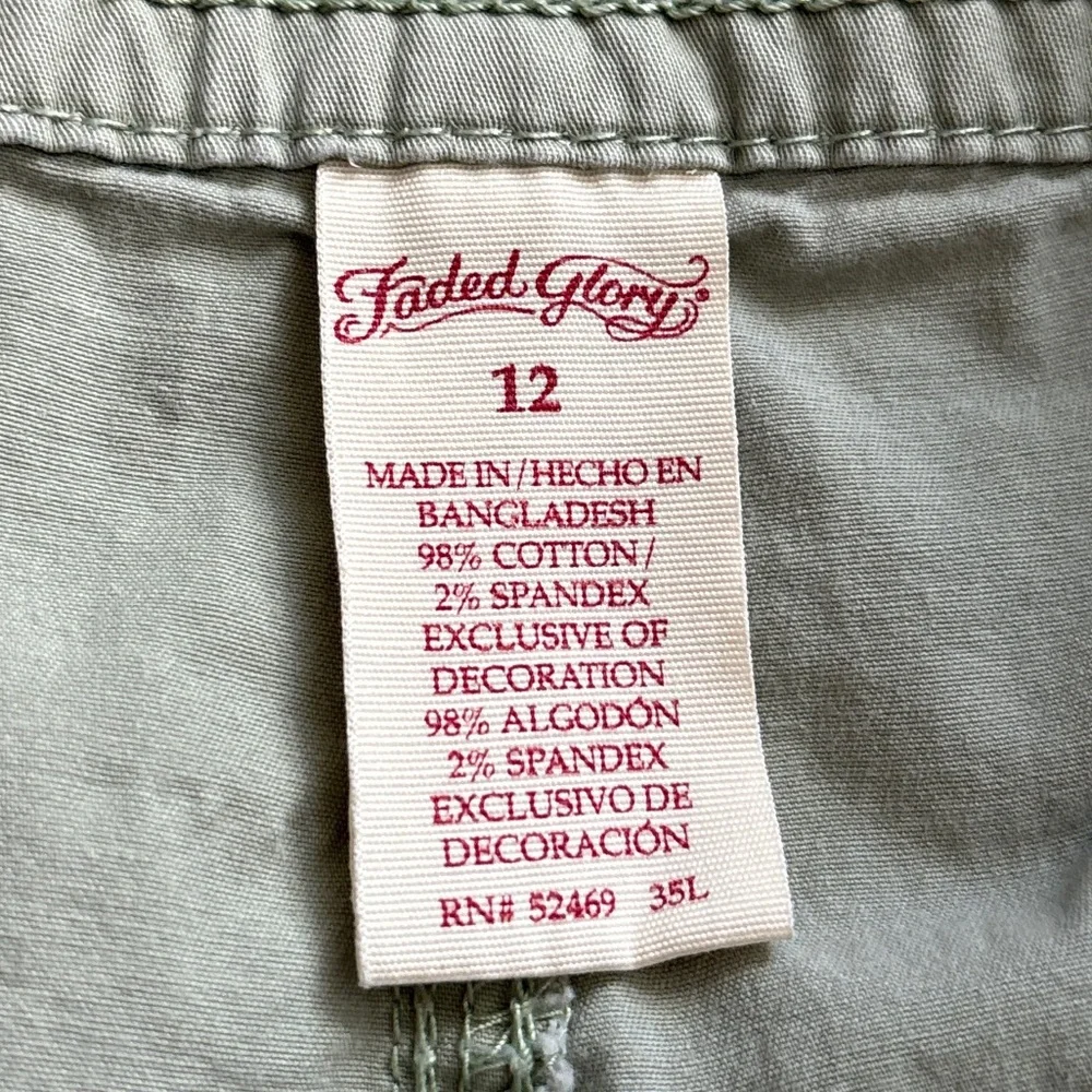 Faded Glory Size 12 Olive Green Cargo Capris - Picture 6 of 6